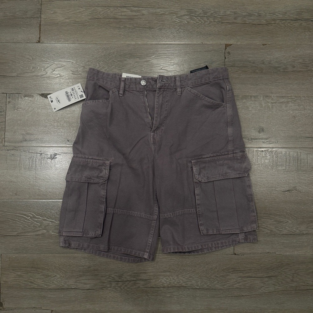 zara cargo shorts purple brand new
